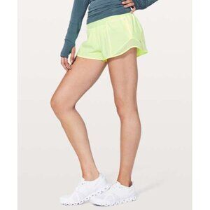 Lululemon Neon Yellow Hotty Hot Short II 2.5" Inseam Size 14